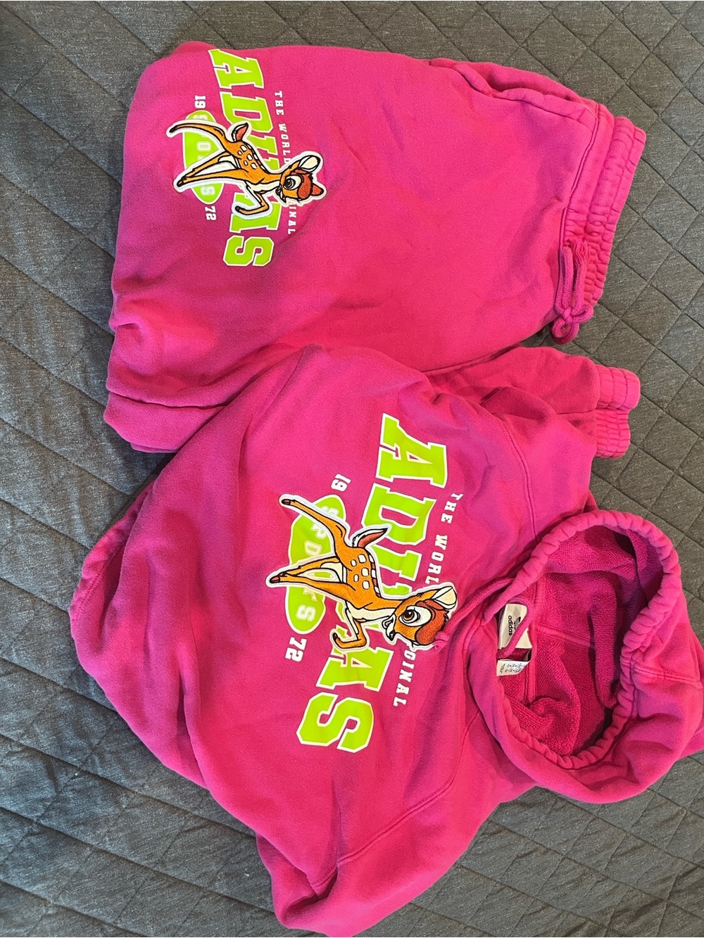 adidas Hot Pink Hoodie & Joggers Set with Bambi Graphic
